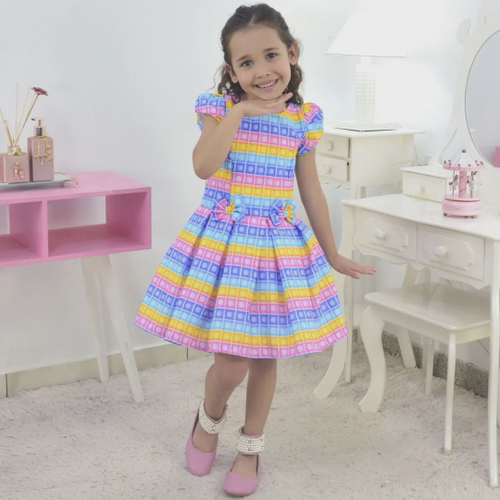 Vestido Doces e Pirulitos Casual - Meninas 6 Meses a 10 Anos