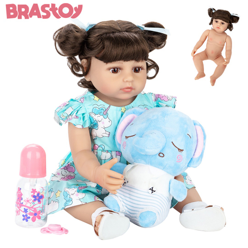 Boneca Bebê Reborn Silicone Menina 55cm Brastoy Original Olhos Castanhos ( 55cm Princesa Boneca Rosa) : : Brinquedos e Jogos