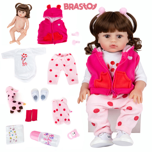 Bebê Reborn Boneca Brastoy De Silicone Rosa Presente para Crianças 55cm Com  Coelhinho de Pelúcia, Magalu Empresas