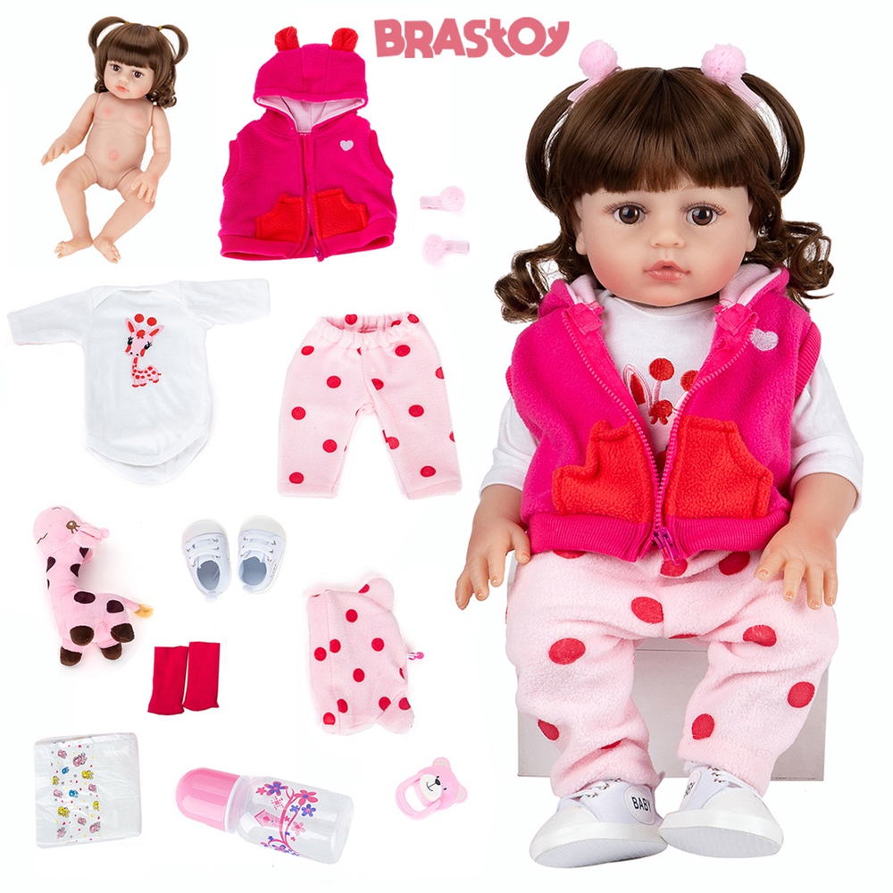 Brastoy Bebê Reborn Boneca Silicone Menina Original (48cm Tubarão