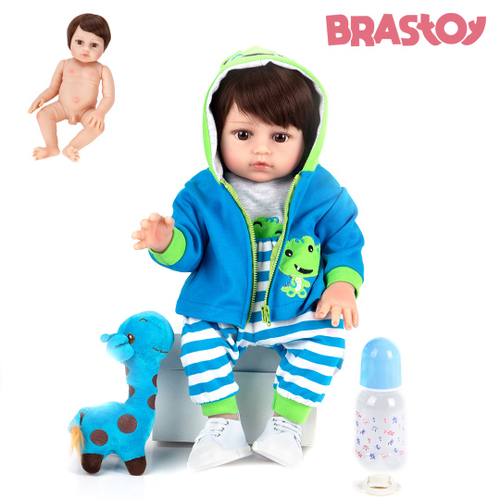 Brastoy Boneca Bebê Reborn Silicone Menina Olhos Castanhos Original 55cm