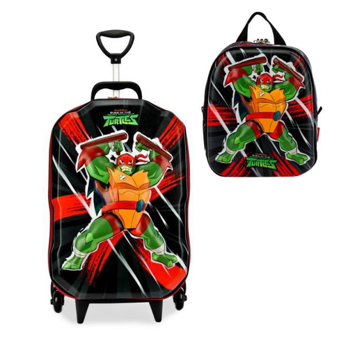 Bolsa Mochila Tartarugas Ninja Escolar Passeio Infantil Desenho (Preto)