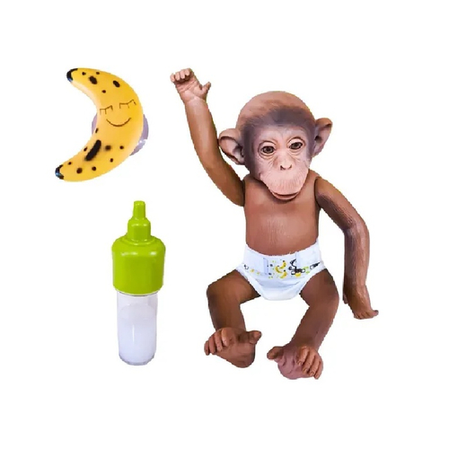 Boneco Macaco Bebê Little Caco Mamadeira Fralda E Banana OMG - Tem