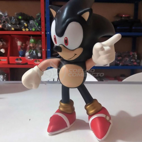 Boneco Action Figure Sonic Preto Articulado 23cm - WebContinental