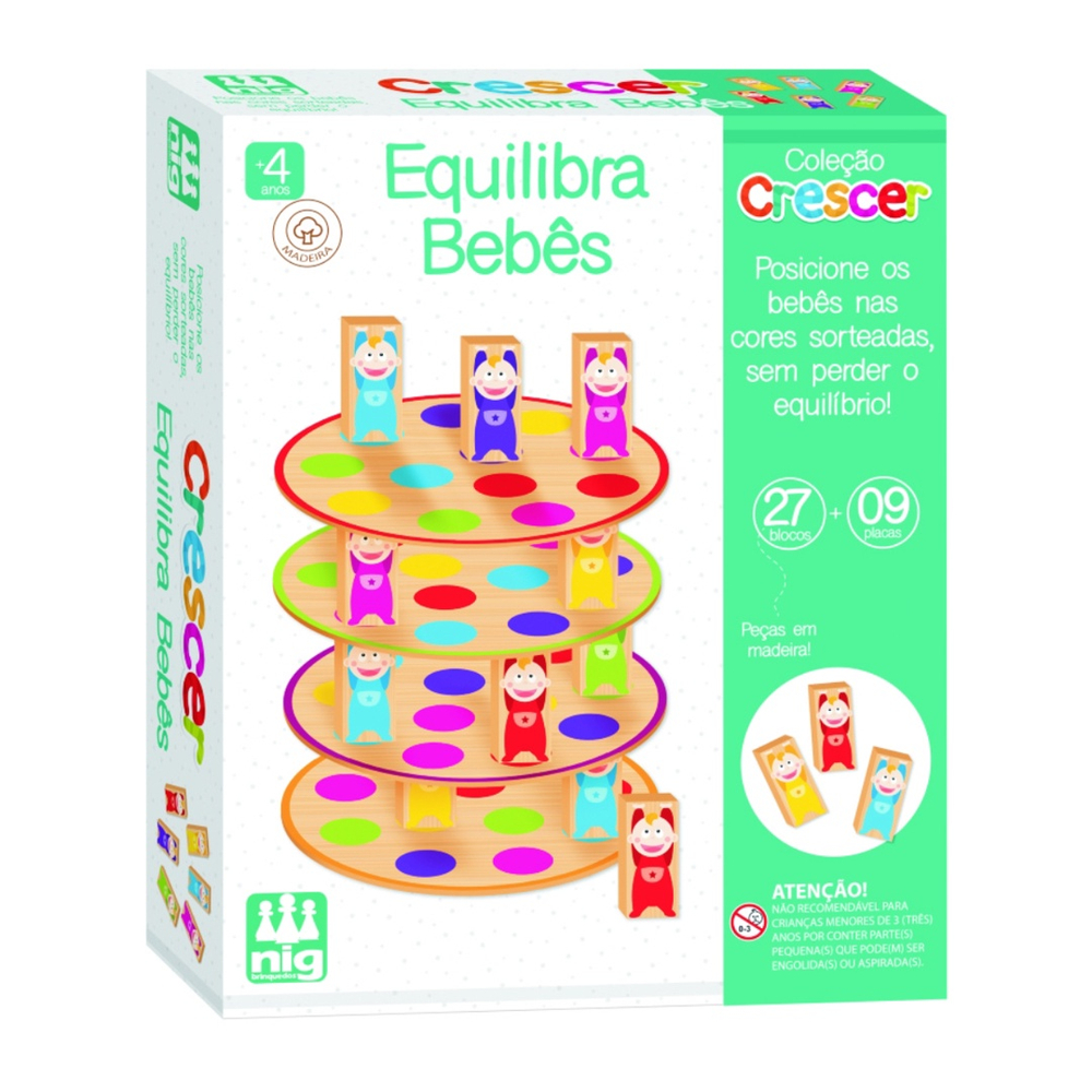 Jogo de Equilíbrio - Madeira - Crescer - Equilibra Bebês - Nig Brinquedos