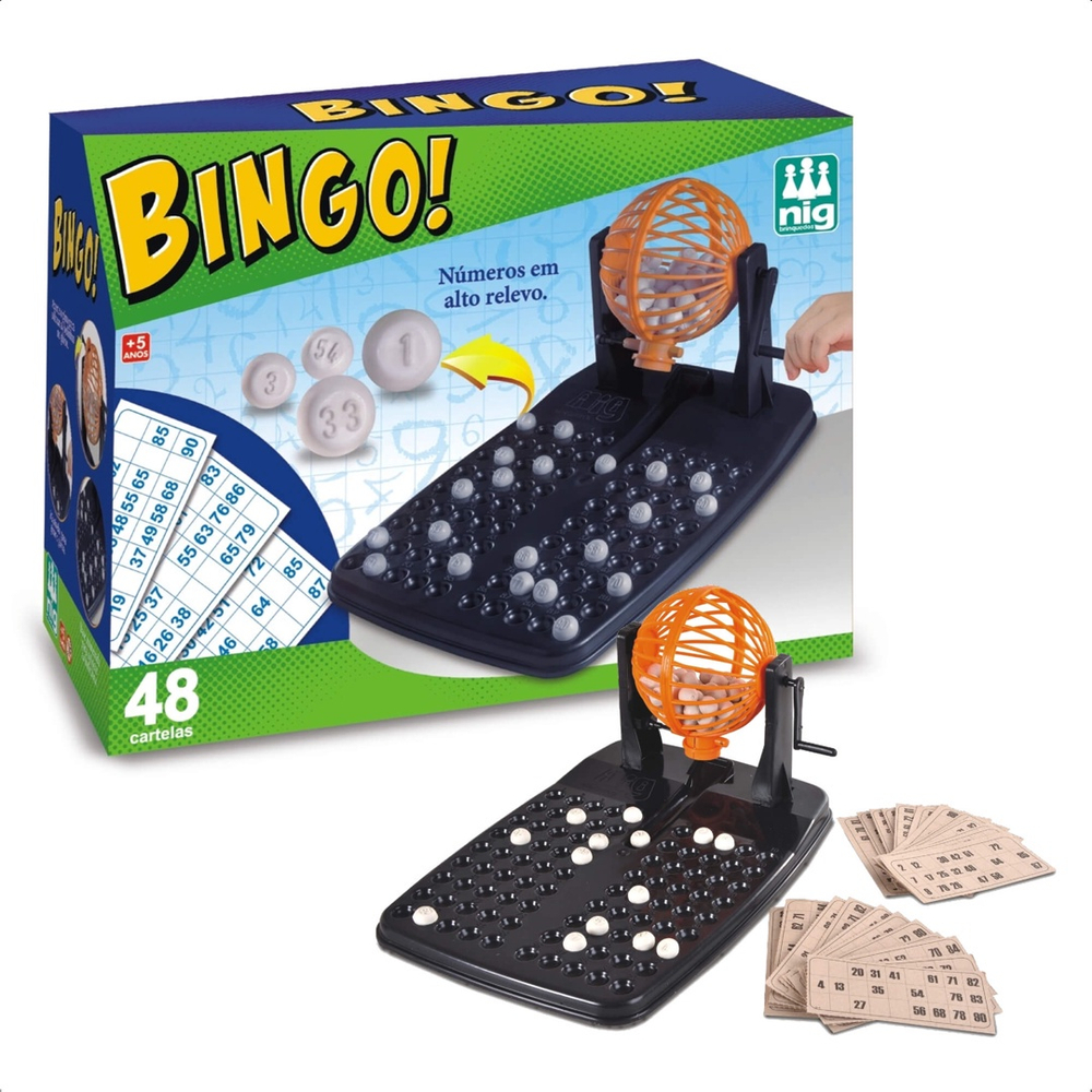 Jogo de Mesa Bingo Infantil Com 90 Bolinhas e 48 Cartelas em