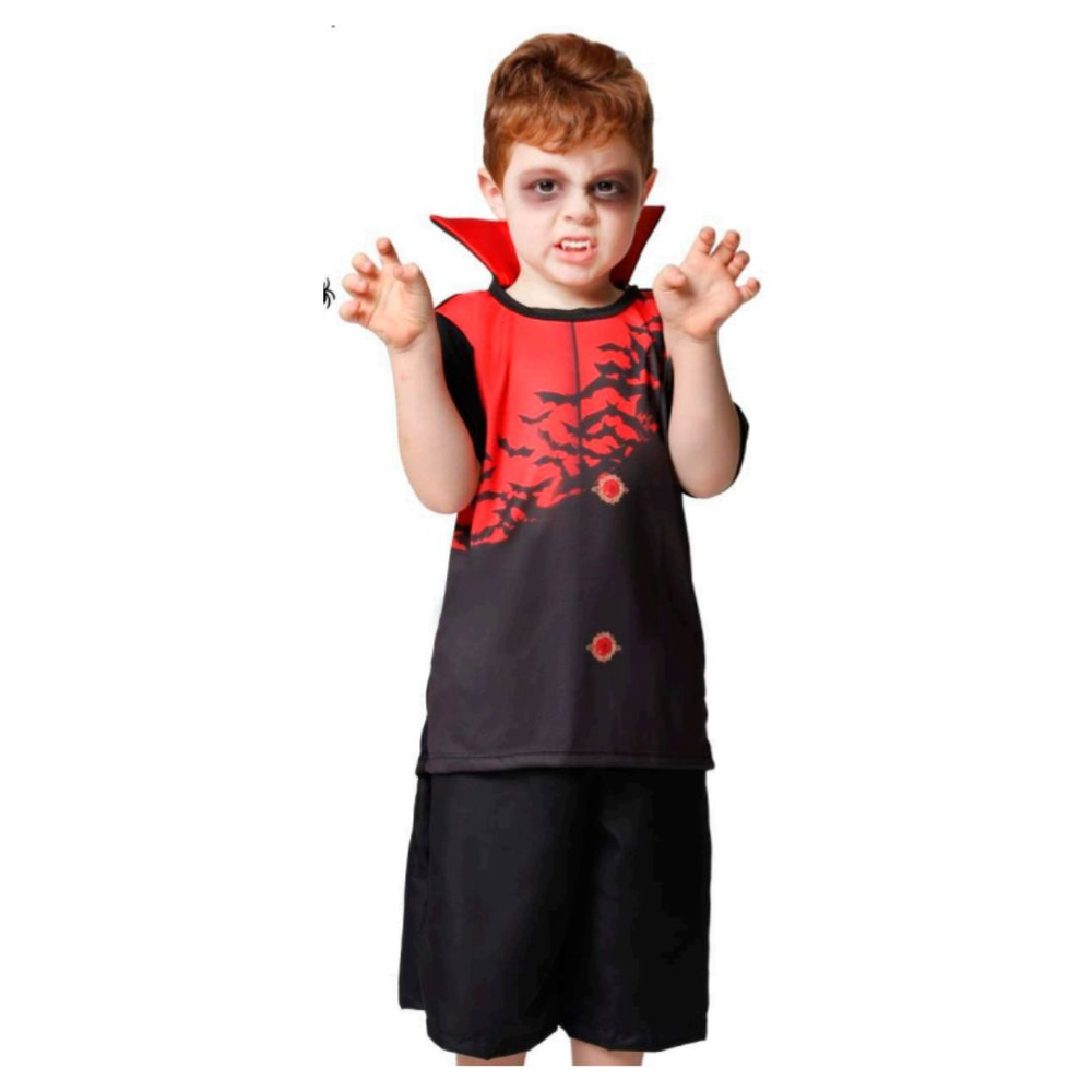 Fantasia Infantil Menino Vampiro Halloween Luxo com 5 peças