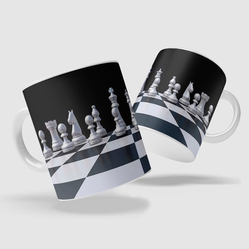 Caneca Chess Player Tabuleiro Peças Jogo Xadrez Xeque-Mate