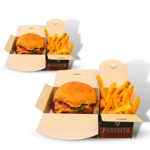 1000 Embalagem Delivery Mini Hamburguer Lanches Batata Frita