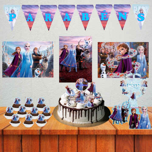 Festa Frozen 2 Simples Kit Aniversário Fácil em EVA com 39 Peças