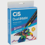 Estojo Marcador Artístico Dual Brush 36 Cores Aquareláveis 2 Pontas Cis 58.0300