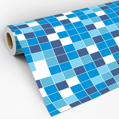 Papel de parede xadrez azul piscina