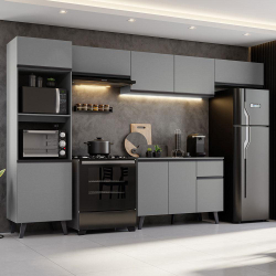 Menor preço em Armário de Cozinha Completa 340cm Cinza Nice Madesa 01