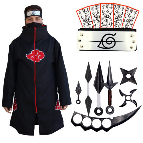 Manto Akatsuki Nuvem Vermelha Naruto Shippuden Cosplay Ninja