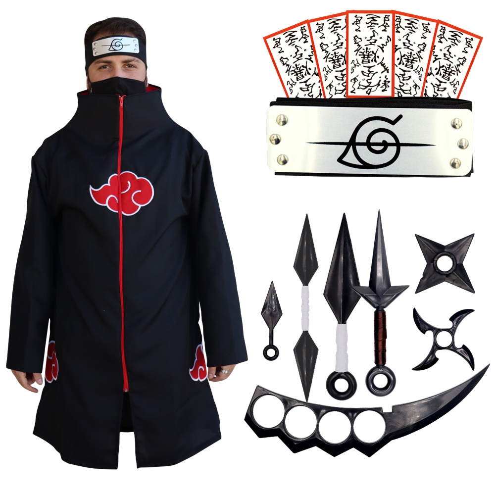 Manto Akatsuki Cosplay + Bandana Naruto Aldeia Folha Coleção em Promoção na  Americanas