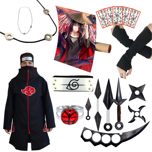 Mega Kit Naruto C/ Manto Akatsuki + 20 Itens Cosplay Geek