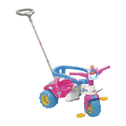 Triciclo Motoca Infantil Pra Passeio Com Empurrador Pedal Luz e