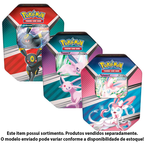 Jogo de Cartas - Pokémon Lata - 25 cartas - Evoluções de Eevee - Sylveon -  Copag