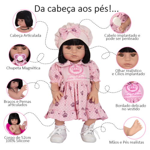 Bebê Reborn Com Cabelo de Princesa Baby Alive Corpo Silicone em Promoção na  Americanas