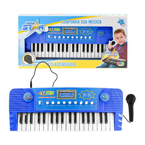 PIANO TECLADO INFANTIL MUSICAL COM MICROFONE 37 TECLAS ORGAO ELETRONICO  CONTROLE DE VOLUME