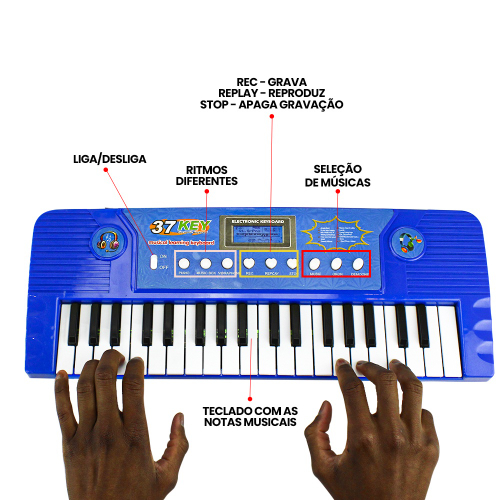 Teclado Infantil com Microfone - Mega Star - Componha sua Música