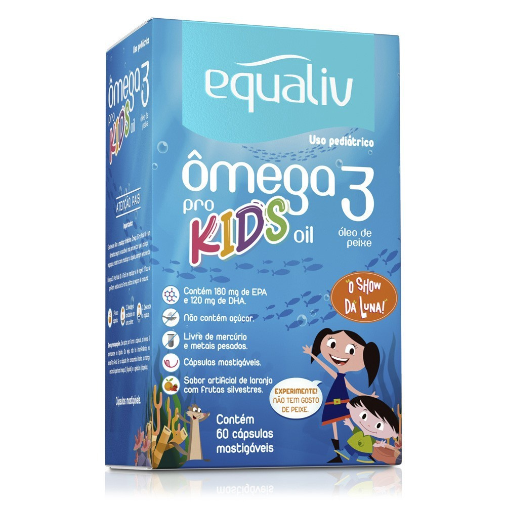Ômega 3 Pro Kids Equaliv 60 Cáps Mastigáveis Sabor Laranja em Promoção