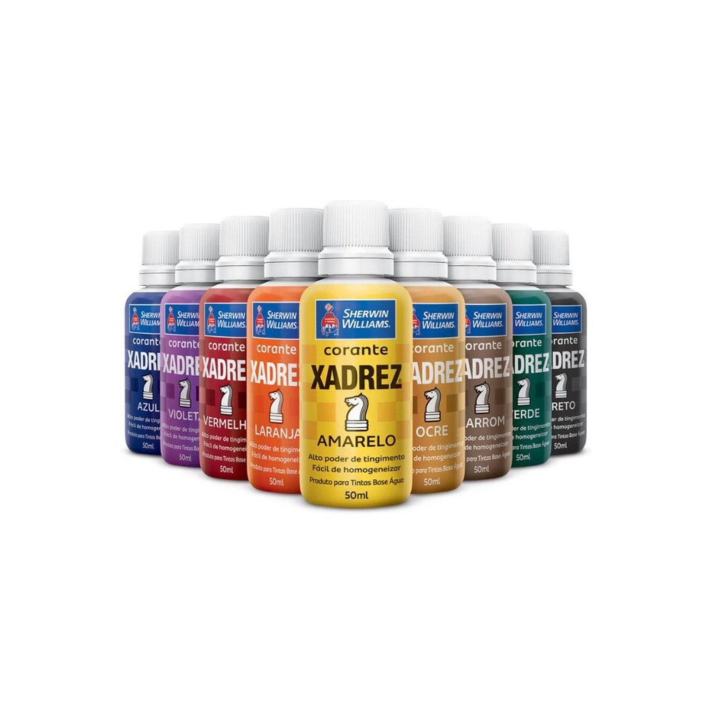 Corante Liquido Tinta Xadrez Amarelo Azul Branco Laranja Marrom Violeta  Preto Verde Bisnaga 50ml - MAZA - Corante para Tinta - Magazine Luiza