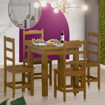 Mesa De Jantar Com 4 Cadeiras Madeira Maciça 88cm Imbuia Pérola Nemargi