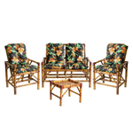 Conj Bambu Namoradeira, 2 Cadeiras + Mesa De Centro