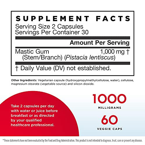 Jarrow Formulas Suplemento Mastic Gum 1000mg - 60 Cápsulas Vegetarianas ...