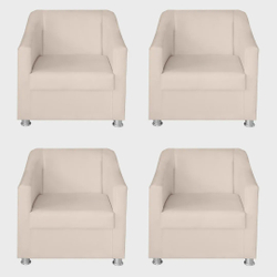 Kit 04 Poltrona Decorativa Tilla Corino Bege - Ruotolo Decor Menor preço em Kit 04 Poltrona Decorativa Tilla Corino Bege - Ruotolo Decor