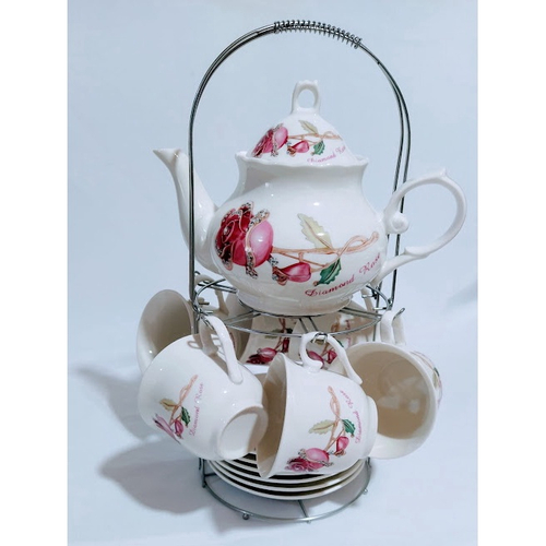 Conjunto de xícaras e bule de porcelana para chá ou café 13 peças