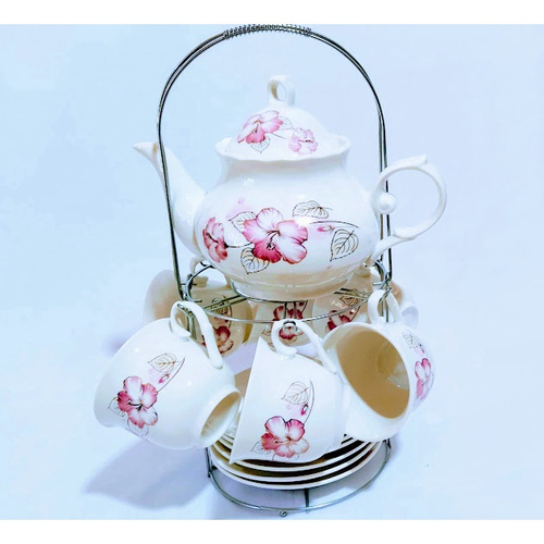 Conjunto de xícaras e bule de porcelana para chá ou café 13 peças