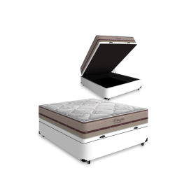 Cama Box Com Baú Viúva + Colchão De Molas Ensacadas - Anjos - Classic - 128x188x64cm Menor preço em Cama Box Com Baú Viúva + Colchão De Molas Ensacadas - Anjos - Classic - 128x188x64cm