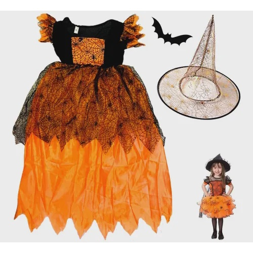 Fantasia Halloween Infantil Bruxinha Com Chapeu Vestido de Bruxa