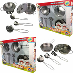 Brinquedo Jogo Conjunto Kit Cozinha 6 Peças Em Inox Panela e Utensílios Presente Infantil Menino Menina Criança Braskit