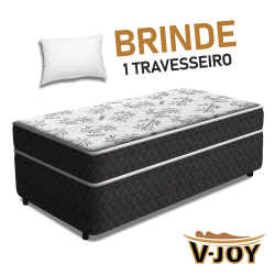 Cama Box Solteiro Conjugado Benfica Ortopédica 88x188x52cm + 1 Travesseiro V-Joy Menor preço em Cama Box Solteiro Conjugado Benfica Ortopédica 88x188x52cm + 1 Travesseiro V-Joy