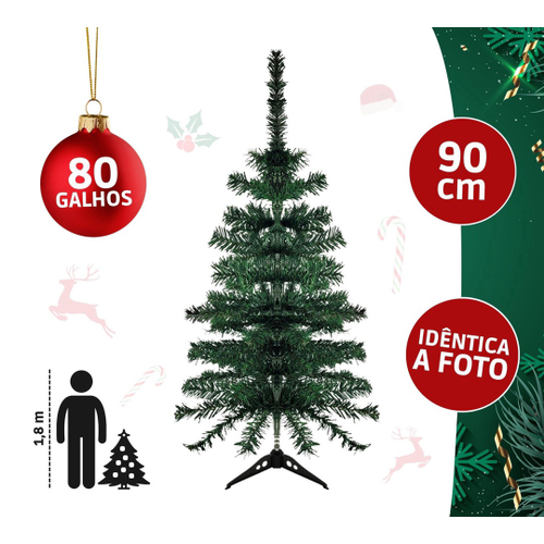 Árvore de Natal Com Enfeites 90cm