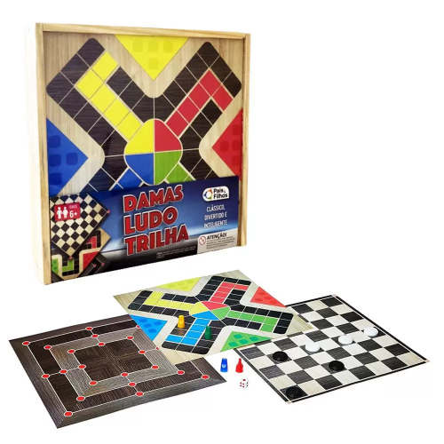 Jogo Ludo Tabuleiro Pinos Em Madeira mdf Clássico Especial em