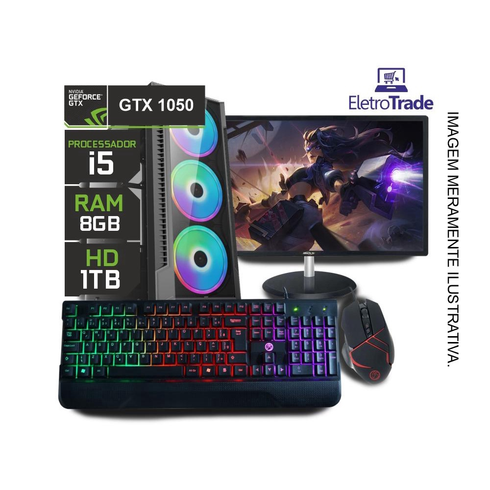 Pc Gamer Completo I5/8gb/hd1tb/vídeo2gb/monitor E Kit Gamer