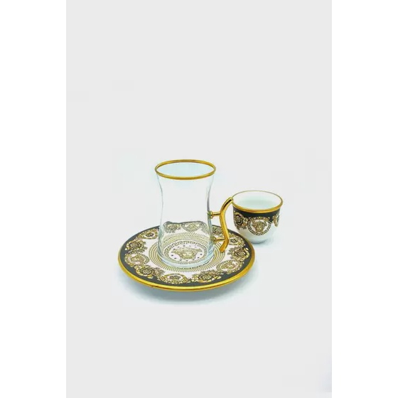 Xicaras De Chá Turca 12 Peças Nida Gold– Luxury Glass Set