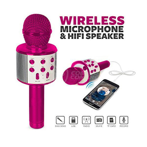 Karaoke Microfone Bluetooth Rosa Sem Fio - Smartek