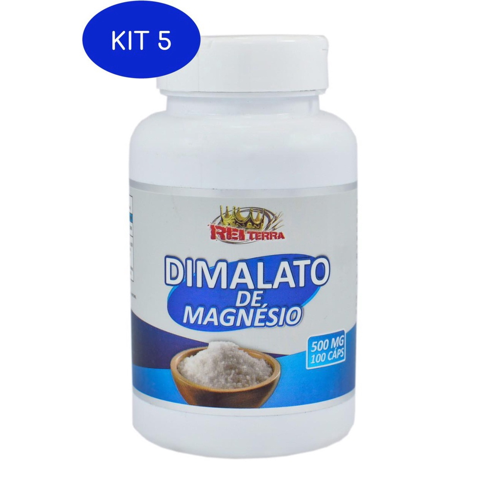 Kit 5 Dimalato De Magnésio Puro 500Mg 100 Cápsulas Mais Puro Na ...