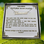 Colar de Nome Presente Pedido de Namoro Prata 925 Pingente e Dedicatória Personalizada