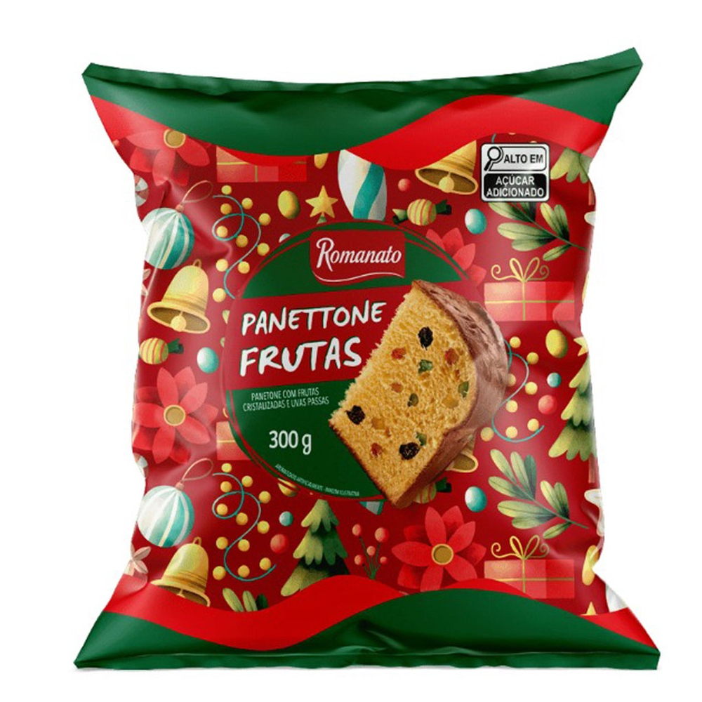 Panettone Frutas Cristalizadas Flowpack 300g - Romanato No Shoptime