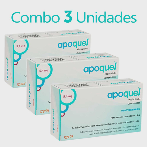 Combo 3 unidades Apoquel 5 4mg dermatologico Zoetis para caes 20 comprimidos em Promocao na Americanas