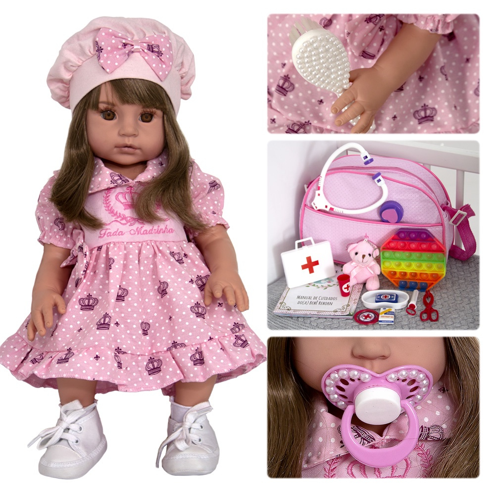 Boneca Bebezinho Adora Reborn Baby Dolls Bolsa Maternidade