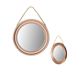 Espelho Redondo Com Moldura De Metal Alça de Corda 33cm Rose Gold Bronze é boa?