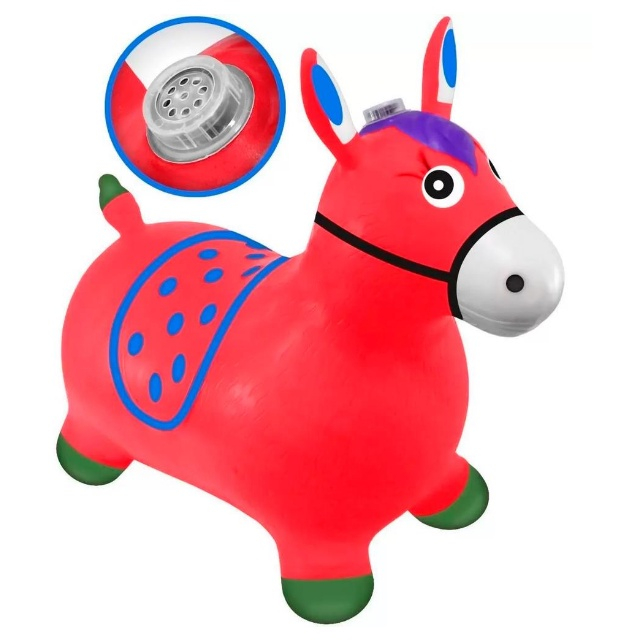 Cavalinho Brinquedo Corda Pula Cavalga Cavalo Anda Verdade Branco/vermelho