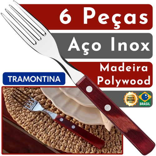 Conjunto Garfos Inox Polywood Tramontina 6 Peças